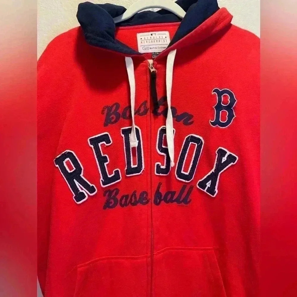 Boston Red Sox full zip up hooded sweatshirt men’s large genuine merchandise mlb